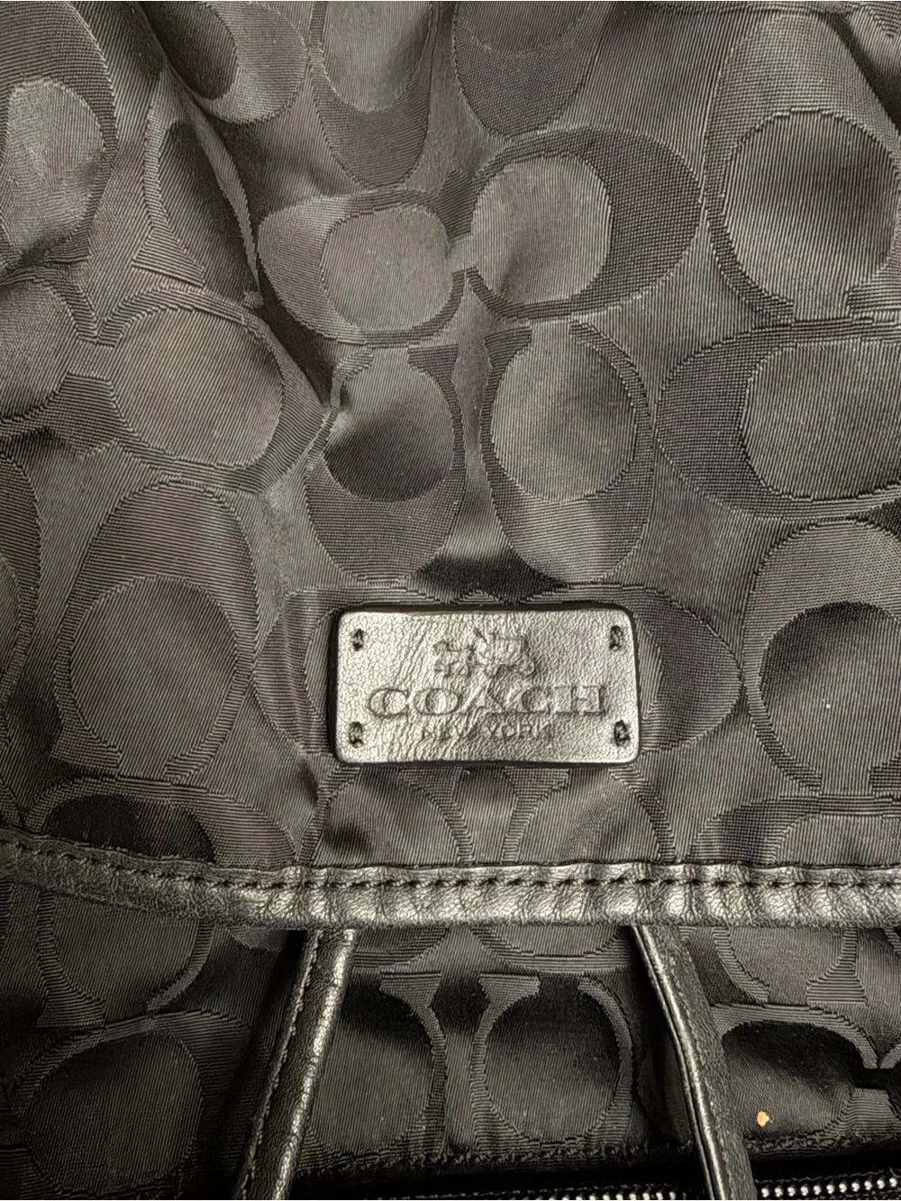 Coach Signature Nylon Backpack Black/Silver F32970